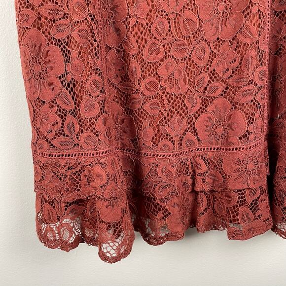 Lulus Sweet Like Candy Brown Lace Ruffled Mini Dress Size XL NWOT Party Glam - Picture 6 of 7